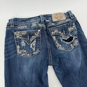 Miss Me Jeans Womens 31x35 Mid Rise Bootcut Y2K Distressed Embellished